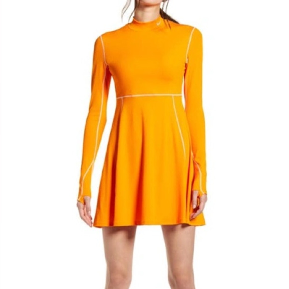 NIKE X OLIVIA KIM NRG LONG SLEEVE PERFORMANCE TENNIS DRESS IN BRIGHT CERAMIC